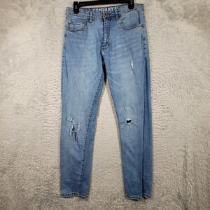 Company 81 Distressed Jeans Mens 34x32 Light Wash Slim Straight Denim RN 64866